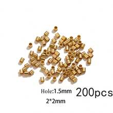 200 piezas de cuentas de tubo de crimpado de acero inoxidable chapado en oro minimalista, tubos de fijación de cordón unisex para manualidades diarias de pulseras y collares hechos a mano - extremo del cable - Ver 11