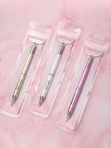 多功能珍珠光澤水鑽筆，適用於創意美甲裝飾；附自黏式固體黏土替芯，包含鑽石、珍珠、鋼珠與亮粉等裝飾配件－美甲筆 - 彩色 - 查看 6