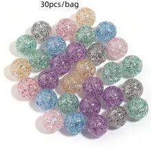 10-100pcs Acrylic Cracked Rainbow Floral Scattered Beads, Starry Straight Hole Round Beads, DIY Bracelet Necklace Accessories, Jewelry Making Beads - Seven-colored Scattered Beads - View 9