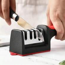 1 Multifunctional Household Knife Sharpener, Manual Kitchen Sharpening Stone, Three-Stage Quick Repair Tool, Compatible With Cutting Tools, Scissors And Other Accessories, Made Of Tungsten Steel Material, Essential Kitchen Tool, Father Mother's Gift - A - View 2