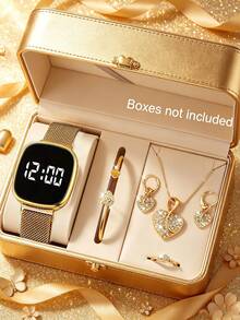 New 6pcs/Set Minimalist Sports Electronic Watch For Kids, With Fashion Accessories, Suitable For Daily Wear, Holidays And More Occasions - Multicolor - View 14