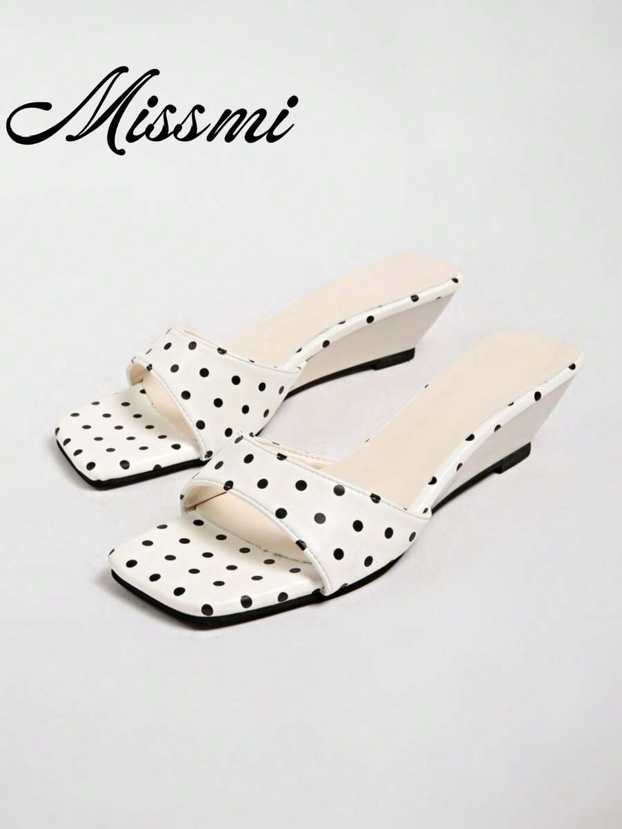 2026 Spring/Summer New Women's Faux Leather Mule Style Wedge Heel Open Back Sandals - White - View 1