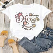 Retro Graphic T-Shirt, 100% Cotton Oversized Soft Breathable Casual Crewneck Short Sleeve Top, Aesthetic Summer Vibes Tee For Women & Art Lovers - 白色 - 查看 18