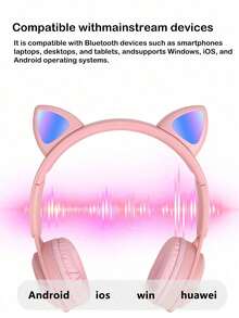 Fones de ouvido sem fio com orelhas de gato e iluminação RGB, chip Jelly de baixa latência, Bluetooth 5.0, dobráveis, uso duplo para jogos e música, entrada para cartão TF, bateria de longa duração, ideais para estudantes e jogadores. - Roxo (orelhas de gato) - Ver 10