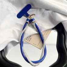 Tali Ponsel Kulit PU Dua Baris Mewah dengan Hiasan Kristal, Gantungan Kunci Pergelangan Tangan Berkilau untuk Kamera CCD, Gantungan Tas Kamera, Tali Genggam Kamera dengan Patch Transparan Gratis - MultiWarna - View 15