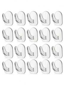 30pcs Transparent Self-Adhesive Wall Hooks, Compact Seamless Transparent Self-Adhesive Wall Hooks, Reusable, Suitable For Bathroom, Bedroom And Kitchen Transparent Self-Adhesive Command Hooks - Multicolor - View 9