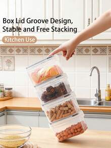48pcs Sealed Food Storage Containers With LIDS - Lunch Boxes Ideal For Organizing And Storing Grains, Rice, Pasta, Tea, Nuts And Coffee Beans In A Kitchen Pantry - Can Be Used For Dishwasher Washing, Including Labels And Markers - Đen và trắng - Xem 8