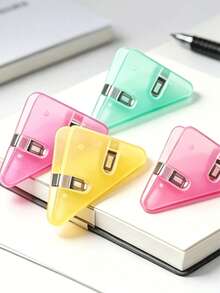3pcs Motivational Creative A4 Dual Clip Acrylic Triangle Paper Clips, Transparent File Folders Organizer Clips, Supplies, Classroom Gifts Back To School,Back To School,School Supplies,Back To School Supplies,Office Desk Accessories,School - A - View 6