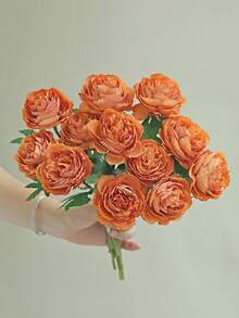 5pcs Realistic Silk Peony Artificial Flowers, Suitable For Wedding, Valentine's Day, DIY Crafts, Home Decor, Spring Decoration And Outdoor Decor - Orange - View 4