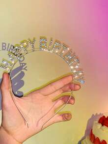 1pc Happy Birthday Rhinestone High-End Party Photo Prop Headband Hair Accessory For Women - View 3