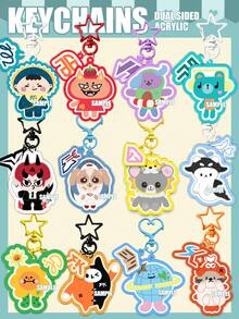 Thai BL Keychain, GMMTV KEYCHAIN, Characters GeminiFourth, PondPhuwin, EarthMix, FirstKhaotung, Thai Series, Thai Idol Derivative Merchandise, Double-Sided Plastic Protective Film, Can Be Hung On Bags, Keys, Car Keys, Suitable As Gifts For Family And Friends - TVBL - View 12