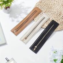 3/4Pcs PU Zipper With Needle Holes - Black, Brown, Beige Crochet Bag Accessories, Suitable For DIY Wallets And Sewing Crafts, Wallet Straps, DIY Wallet Making - Multicolor - View 8