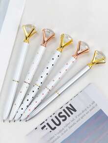 Rhinestone Large Crystal Shiny Metal Ballpoint Pen, Rose Gold Guest Signature Pen, Wedding Decor Supplies, Bridal Decor Supplies, Bachelorette Party Supplies, Wedding Table Decor. Gold Diamond Pen, Shiny Diamond Gemstone Pen, Decorative Gift, Large Diamond Pen Metal Ballpoint Pen Promotional Pen High-End Signature Pen Gift Pen Crystal Diamond Pen, Gift For Women Bridesmaids And Colleagues. - Multicolor - View 5