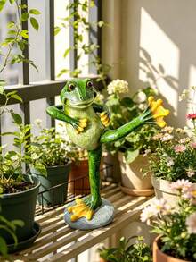 3-Piece Resin Yoga Frog Decorative Set, Home Decor, Holiday Gift, A Present For Frog Lovers, Seasonal Home Decoration, Office Desktop Decoration, Outdoor Garden Decoration. - New Model - View 10