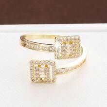 1pc Geometric Square Adjustable Open Design Cubic Zirconia Women's Ring - Multicolor - View 3