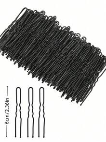 Pinzas para el cabello en forma de U de 5cm/6cm/7cm, tres opciones de longitud, pinzas invisibles negras para moño, adecuadas para mujeres y niñas, herramienta accesorio para fijar el moño de maquillaje, horquillas negras en forma de U - Negro - Ver 11