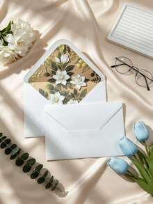 10pcs/30pcs - Minimalist Fashion White Gardenia Envelopes, Botanical Pattern Envelopes, Fresh Floral Envelopes, Greeting Card Postcard Envelopes, Suitable For Weddings, Invitations, Birthday Parties, Anniversaries, Holidays, Invitations And More - Gardenia Envelope - View 4