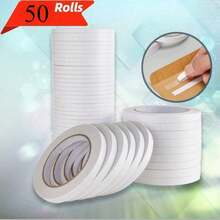 50/25 Rolls Multi-Purpose Small Double-Sided Tape - Suitable For Office, Crafts, Card Making - Essential Creative Tool, Compact And Portable, Each Roll 450cm/177inch Long (50 Rolls Include 0.5cm/0.2inch Width, 25 Rolls Include 1cm/0.39inch Width) - White - View 4