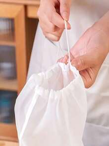 Bolsa de malla fina reutilizable para leche de frutos secos, bolsa de filtro de nailon con cordón para leche de almendras, café de extracción en frío, jugo, yogur y elaboración de queso casero - Blanco - Ver 5