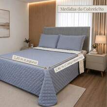 Single/Queen Double-Sided Bedspread Set With Sherpa Alaska 03 Pieces - Premium Soft Touch - CINZA - 查看 2