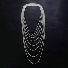 1pc Multi-Layer Rhinestone Back Chain Sexy Fashion Body Chain Women's Sparkling Crystal Chain Accessory Chest Chain - Silver - View 3