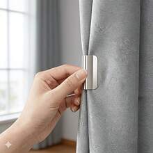 1Pair/3/4/6/10/12Pairs Magnetic Curtain Blackout Clips, Closure Fixing Buckles, No-Drill No-Sew Home/Dorm Blackout Accessories, No Hole Required, Light-Blocking Anti-Transparent, Curtain Clips, Suitable For Home, Bedroom And Office Curtains - Silver - View 12
