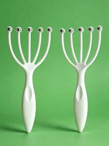 1pc White PP Material 5 Steel Ball Roller Simulated Hand Soothing Relaxing Massage Scalp Body Massage Fatigue Relief Head Massage Scratching Tool For Home Use - Multicolor - View 7