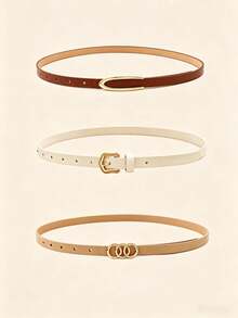 3/4/5pcs Women's Fashion Casual Belts, Multiple Mix & Match Faux Leather Alloy Buckle; U-Shaped Delicate Thin Skirt Belts, Versatile Casual, Commute, Gift, Suitable For Summer, Autumn, Back To School, Halloween Outfits - Casual Belts - View 8