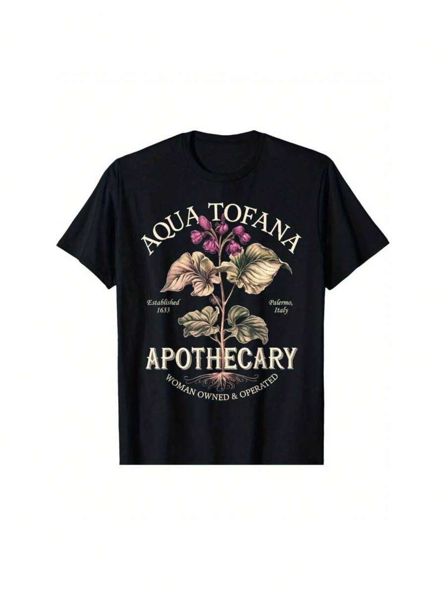 Summer T Shirts [Gentle] Aqua Tofana Vintage Design Men's 100% Cotton T-Shirt - Black - View 1