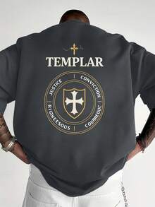 Men's Short-Sleeved T-Shirt For Spring/Summer, Printed With The Knights Templar Logo. - 白色 - 查看 10