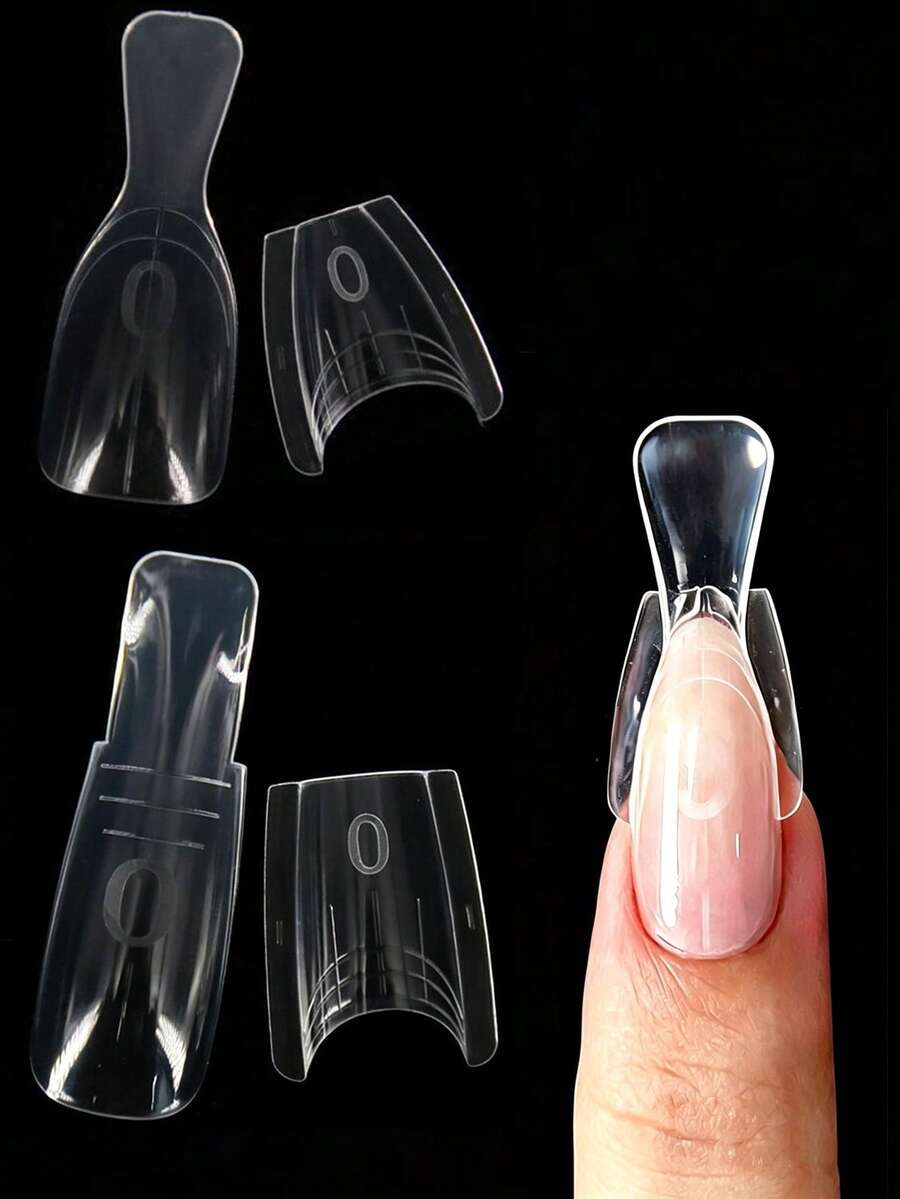 60 Pcs/Bag Sandwich Nail Molds Square Almond Shape Reusable Nail Forms With Guide Lines 15 Sizes Nail Extension Molds Salon & Home DIY Manicure Tools - Multicolor - View 1