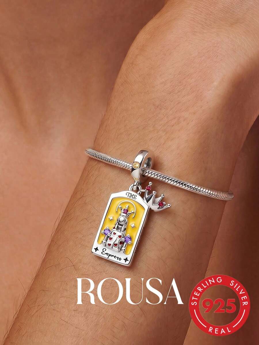 1 Stück 925 Sterling Silber Tarot Karten Anhänger, geeignet für Frauen Armbänder, Armreifen, DIY Schmuckherstellung und tägliches Outfit, ein ideales Accessoire für Mädchen - Tarotkarten - Übersicht 1