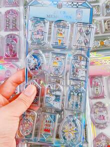 Window Shaped Glass Stickers Cute Stationery Stickers Colorful Window Glass Junk Journal Decoration Scrapbook Stickers - Multicolor - View 8