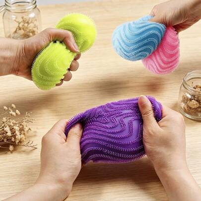 1pc Round Ball Pressure Relief Toy, Prickly Stress Ball, Colorful Egg Shape, Squeezing Venting Toy For Stress Relief, Pink Ball, Squishy Toy, Fidget Toy, Stitch Toys, Travel Toys, Office Toy, Birthday Gift, Halloween Gift, Christmas Gift, Gift, Toys, Games