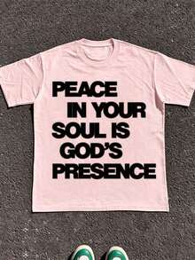 GOD'S ART ON DISPLAY Men's Summer Casual Graphic Tee Faith Inspired Everyday Top For Men Ideal Father's Day Gifts - 粉色 - 查看 2
