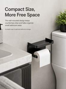 1/2/3pcs No-Drill Toilet Paper Holder With Storage Shelf - Durable/Easy Installation/Double Layer Storage/Smooth Pull, Suitable For Homeowners/Tenants, Bathroom/Kitchen, Summer, Housewarming, Minimalist (Toilet Paper Holder/Bathroom Storage Rack/Storage Shelf/Storage/Easy Installation/Durable)/School Use/Learning Supplies/Kitchen Utensils/School/Room Decor - Simple Frame - View 6