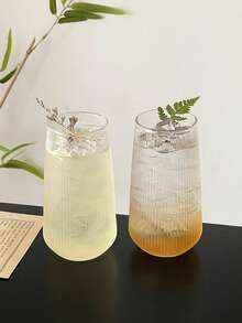1pc Ins Style Lightweight Glass Cup, Restaurant Fruit Tea Cup, Soda Sparkling Water Cup, Cold Beverage Cup, Drinking Glass - Multicolor - View 8