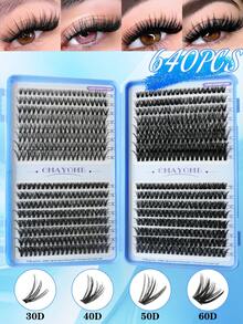 200pcs/300pcs/580pcs/640pcs False Eyelash Clusters D Curl 9-16mm, Eyelashes, Cat Eye, Cosplay, Russian Volume, Natural, Thick, 0.07mm Thickness, D Curl, Suitable For Home Use, Natural Look & Extra Thick & Fine & Extra Soft - C - View 6