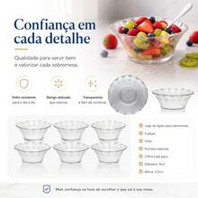 Glass Dessert Bowl Set, 6 Pieces, 270ml Thick, Decorated With Cotton. - 6unds 270毫升 - 查看 6