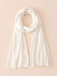 1pc Ladies' Hijab Solid Color Abaya Accessories Chiffon Scarf Suitable For Daily Wear - Beige - View 4