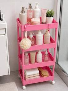Pink Aesthetic Multipurpose Organizer Cart | 4 Tiers With Wheels - Pink - View 7