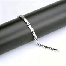 Unisex Minimalist Geometric Rhombus Link Bracelet, 2 Colors Waterproof Adjustable Daily Wear Accessory Gift - Silver - View 4