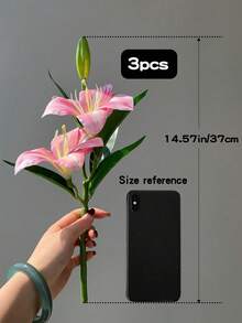 1/3/5/9/15pcs 14.57 Inch Artificial Lily Flowers, Faux Floral Decor For Bedroom, Living Room, Vanity, Indoor Decoration, Pink Chrysanthemum, Valentine's Day Gift, Birthday Graduation Gift - Multicolor - View 16