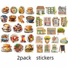 18pcs/Set New Cute Cartoon Watercolor Milk Tea & Breakfast Food Flat Stickers, Multipurpose Decorative Stickers, Suitable For Scrapbooking, Phone Case & Cup DIY Decoration, Self-Adhesive, Matte Paper, Disposable School Supplies - Grid - View 17