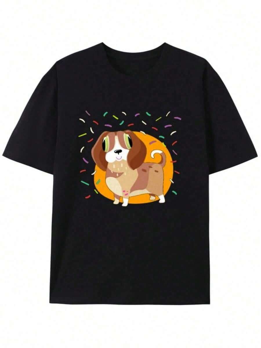 Nueva Llegada Camisetas Divertidas de Manga Corta Unisex a la Moda Resistentes al Sudor Regalo para Padre (2) 1 Pieza - Negro - Ver 1