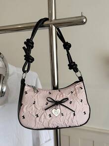Niche High-Aesthetic Ditsy Floral Crossbody Shoulder Bag For Women 2026 New Fashion Casual Minimalist Large Capacity Pleated Handbag - Pink - View 5