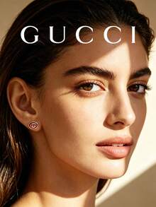 GUCCI Interlocking GG Oval Stud Earrings Pink Enamel Silver Trim Classic Designer Women's Daily Jewelry Birthday Gift - Pink - View 3