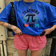 Heartfelt Daily Casual Graphic T-Shirt 100% Cotton Oversized Soft Breathable Casual Crewneck Short Sleeve Top Cute Aesthetic Daily Wear For Casual Wearers Fashion Lovers Daily Outfit Enthusiasts Gift Givers - 藍色 - 查看 18
