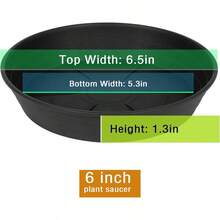 4 paquetes de bandejas de goteo de platillo de plantas de 6 pulgadas, platillos redondos de plstico para macetas para interiores y exteriores - 6 pulgadas (paquete de 4) + negro - - Ver 3