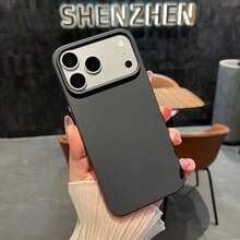 噴漆無框糖果色液態矽膠手機殼，分體設計大鏡頭開孔防指紋超薄殼，適用於 iPhone 17 16 15 14 13 Pro Max 12 Pro Max 11，多款節日禮物 - 黑色 - 查看 3